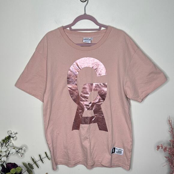 GOOD AMERICANS Goodies Icon Metallic Rose Gold Pink Tee {I19} - Picture 2 of 5